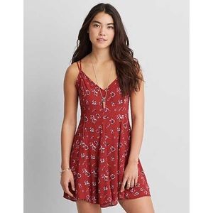 American Eagle dark red floral sundress